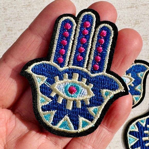 5 x Hamsa Hand Iron on Patches Evil Eye Patches Hamsa hand Patches - Picture 2 of 2
